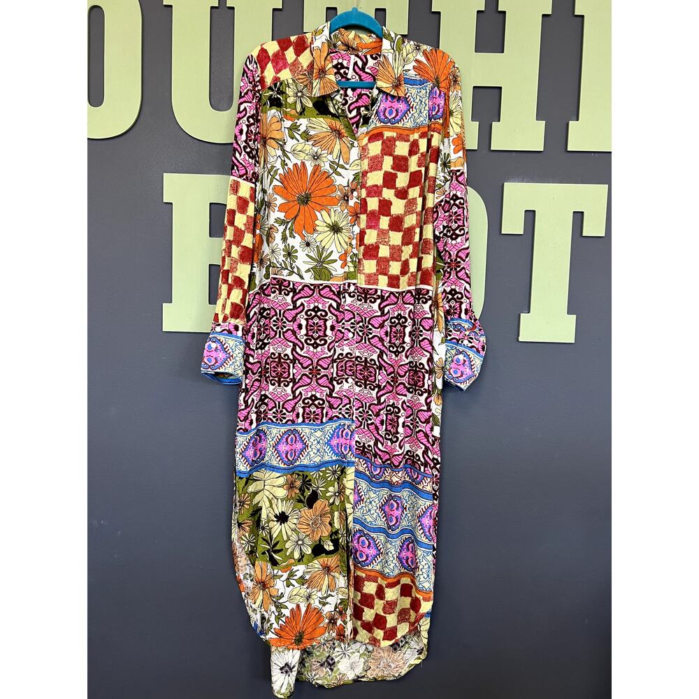 Free People Jackie Printed Button Down Maxi Dress Size Medium - Picture 2 of 5